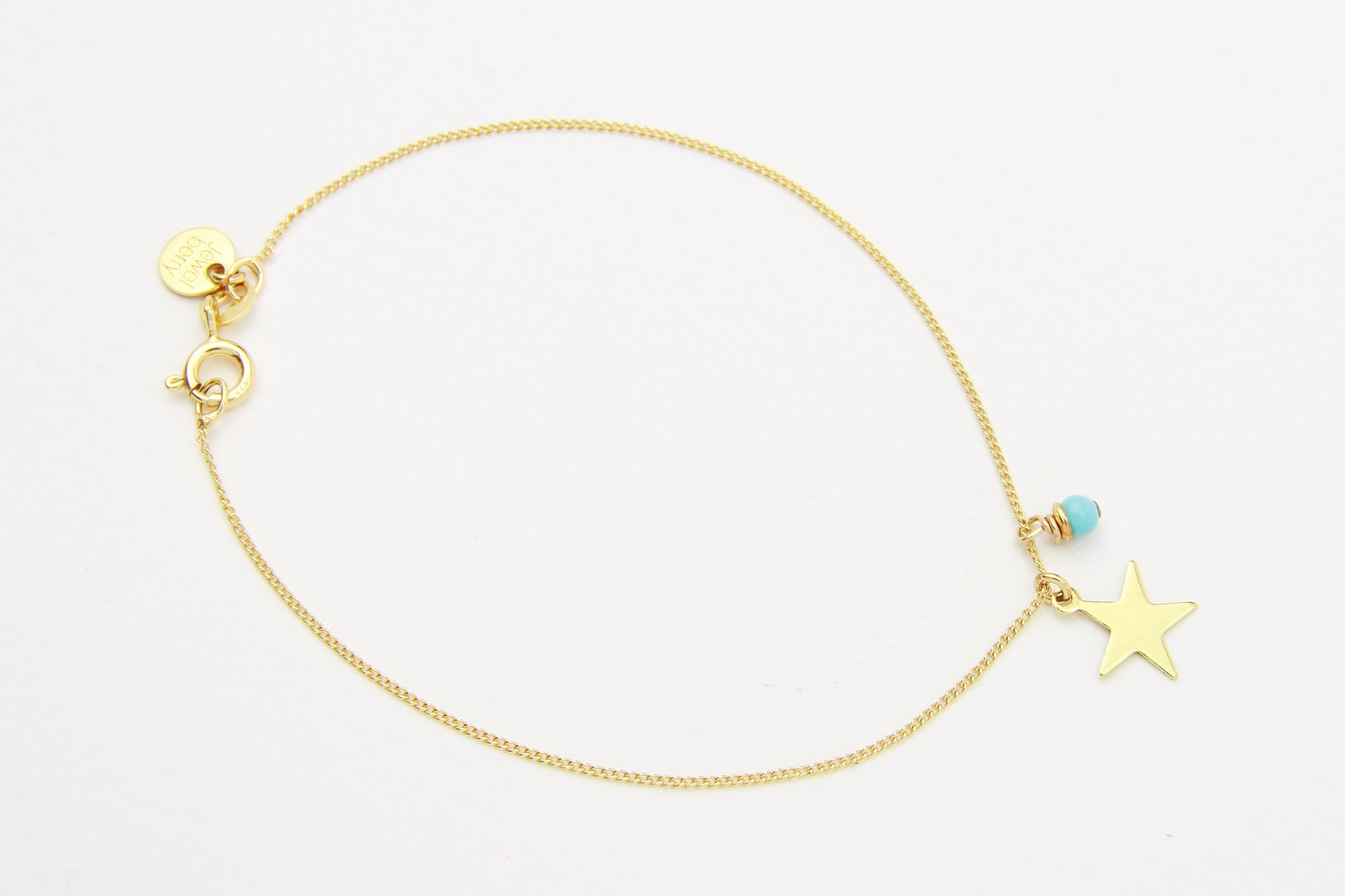 jewelberry armband bracelet plain star yellow gold plated sterling silver fine jewelry handmade with love fairtrade curb chain