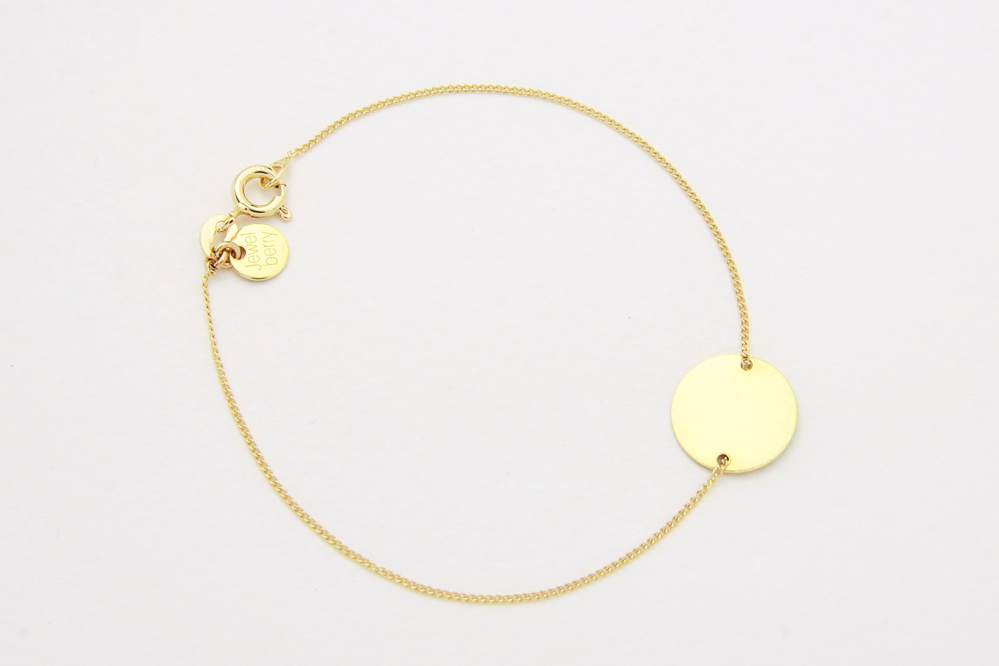 jewelberry armband bracelet medium disc double yellow gold plated sterling silver fine jewelry handmade with love fairtrade curb chain