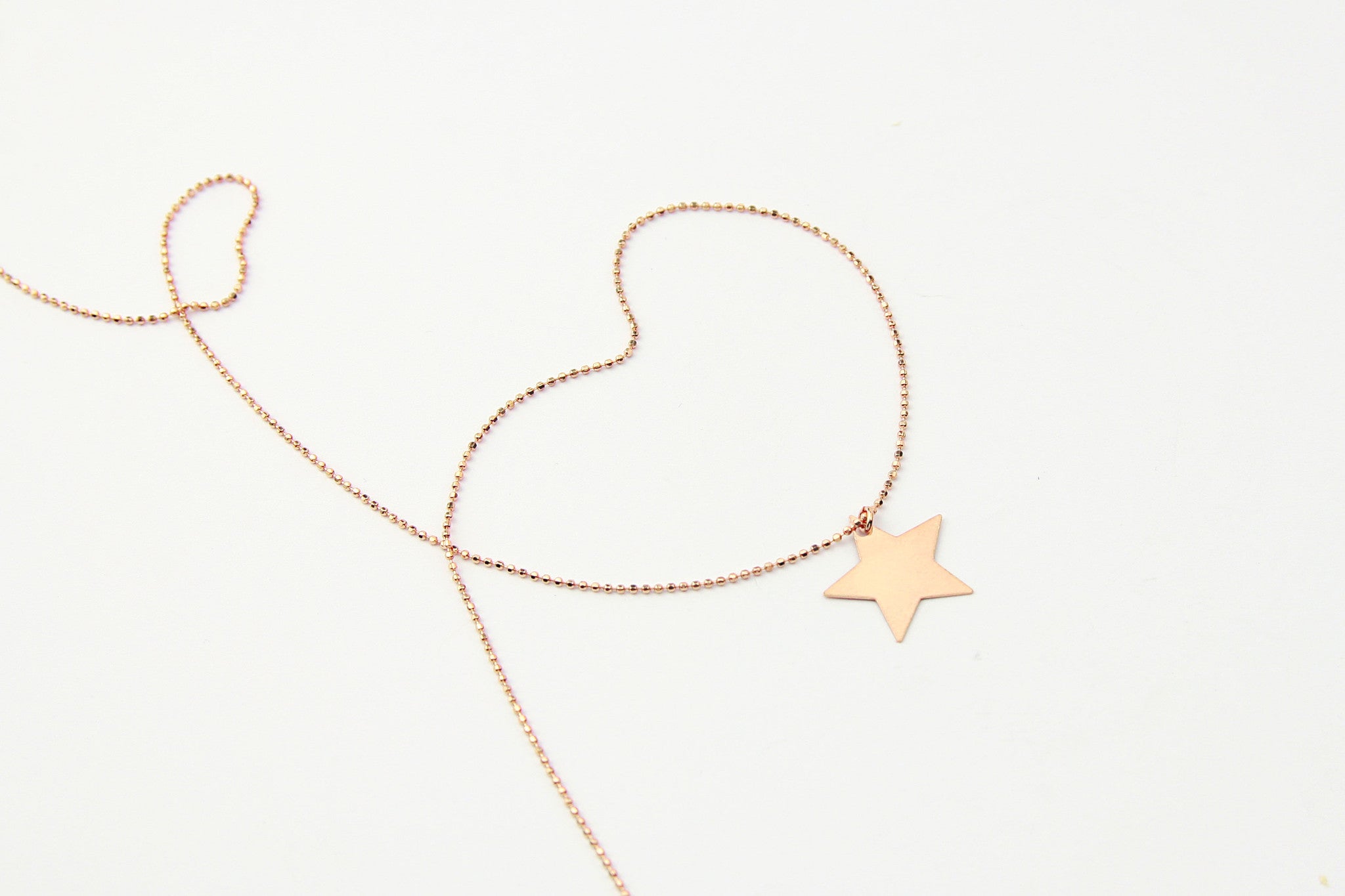 jewelberry  fine jewelry handmade with love fairtrade necklace kette plain star medium bead chain rose gold plated sterling silver