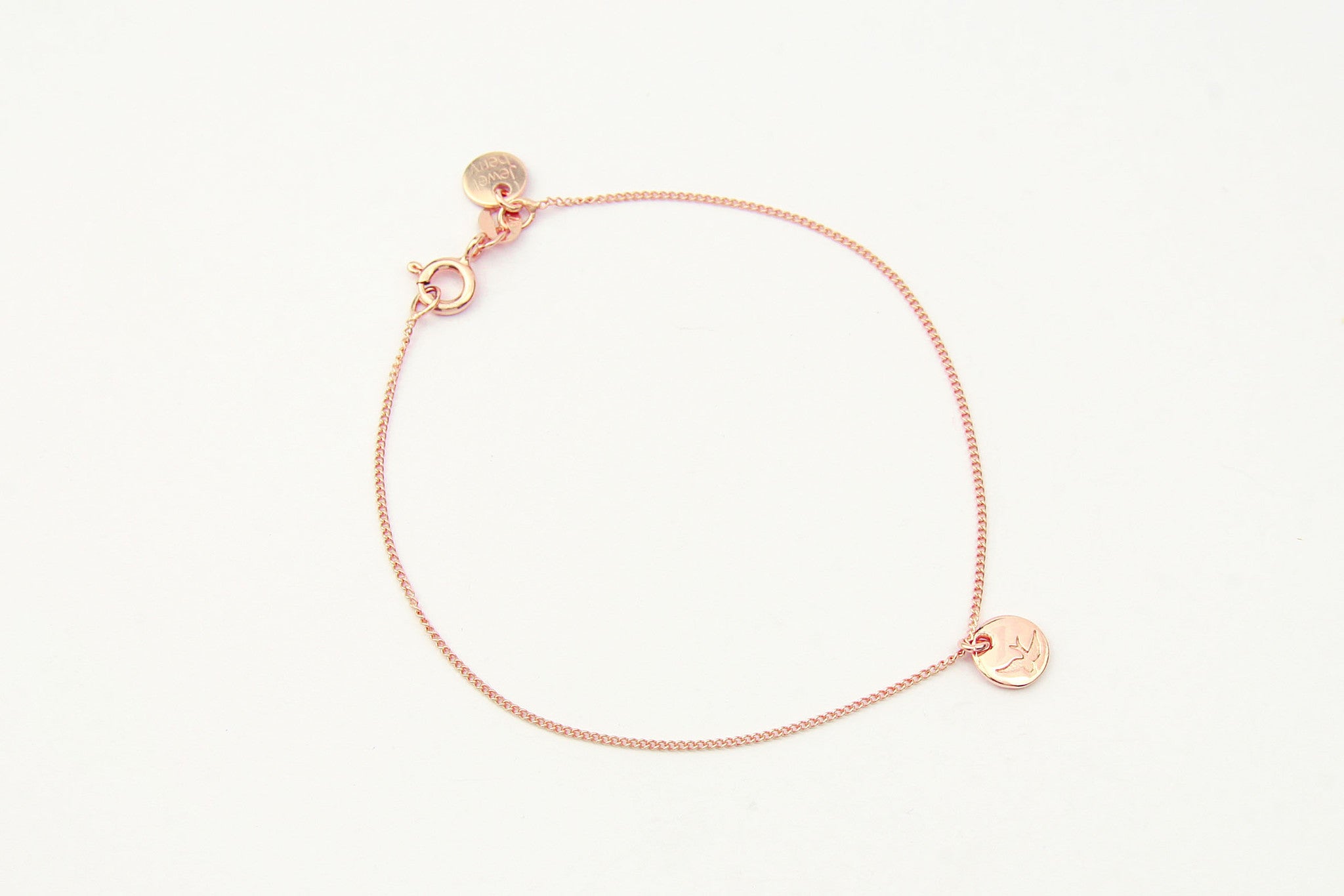jewelberry armband bracelet bird token rose gold plated sterling silver fine jewelry handmade with love fairtrade curb chain