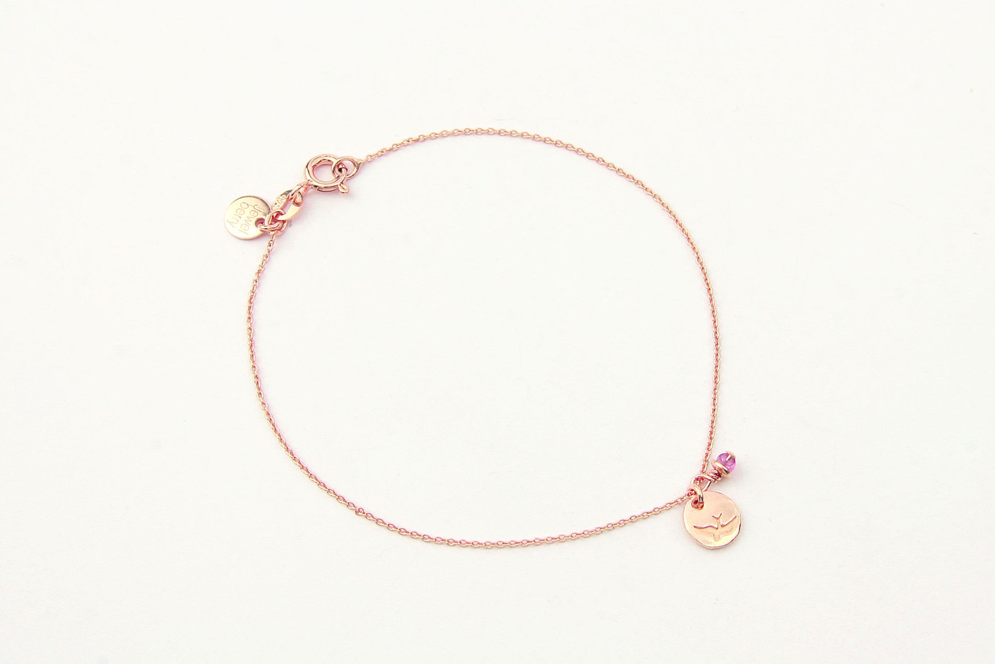 jewelberry armband bracelet bird token rose gold plated sterling silver fine jewelry handmade with love fairtrade anchor chain