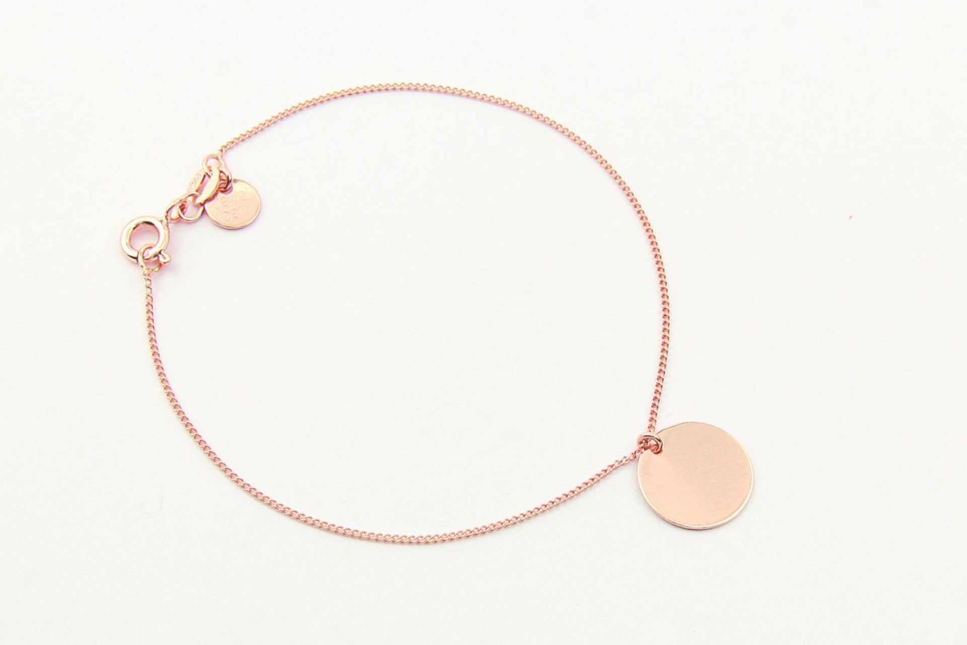 jewelberry armband bracelet medium disc rose gold plated sterling silver fine jewelry handmade with love fairtrade curb chain
