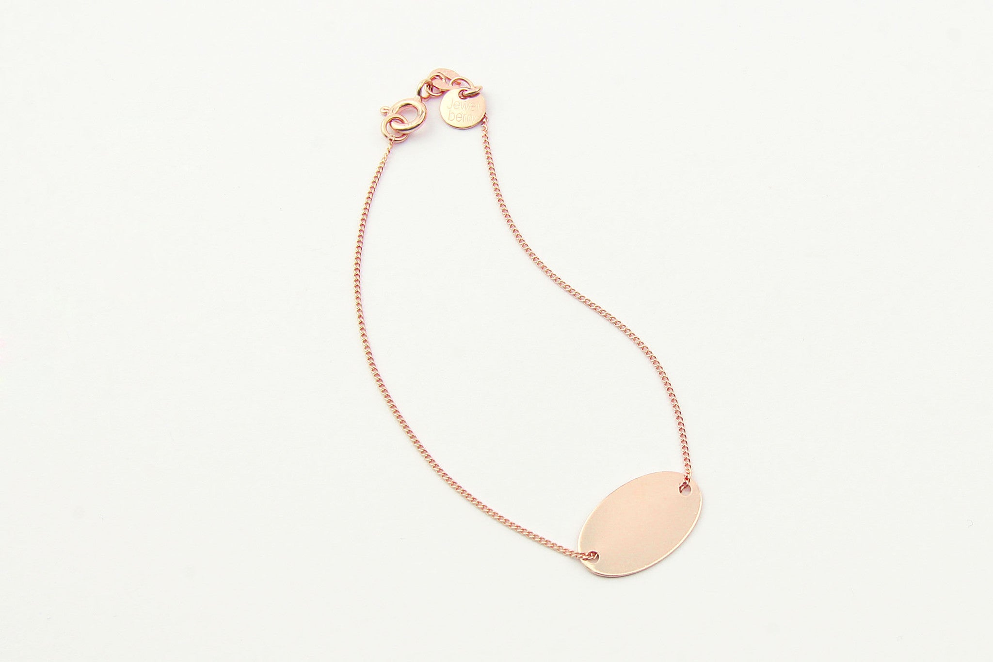 jewelberry armband bracelet oval disc double rose gold plated sterling silver fine jewelry handmade with love fairtrade curb chain