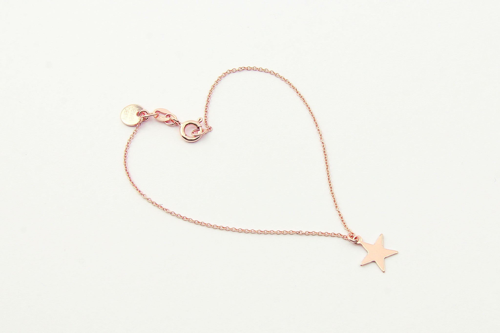 jewelberry armband bracelet plain star rose gold plated sterling silver fine jewelry handmade with love fairtrade anchor chain